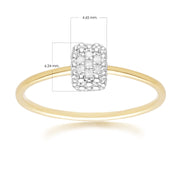 Diamond Pave Rectangle Ring 9ct Yellow Gold