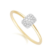 Diamond Pave Rectangle Ring 9ct Yellow Gold