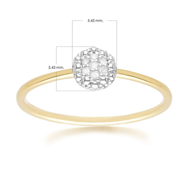 Diamond Pave Round Ring in 9ct Yellow Gold