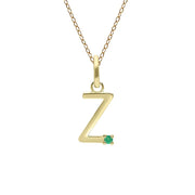 Initial Emerald Letter Necklace In 9ct Yellow Gold
